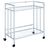 Coaster Cara Rectangular Glass Bar Cart Chrome Model 181382